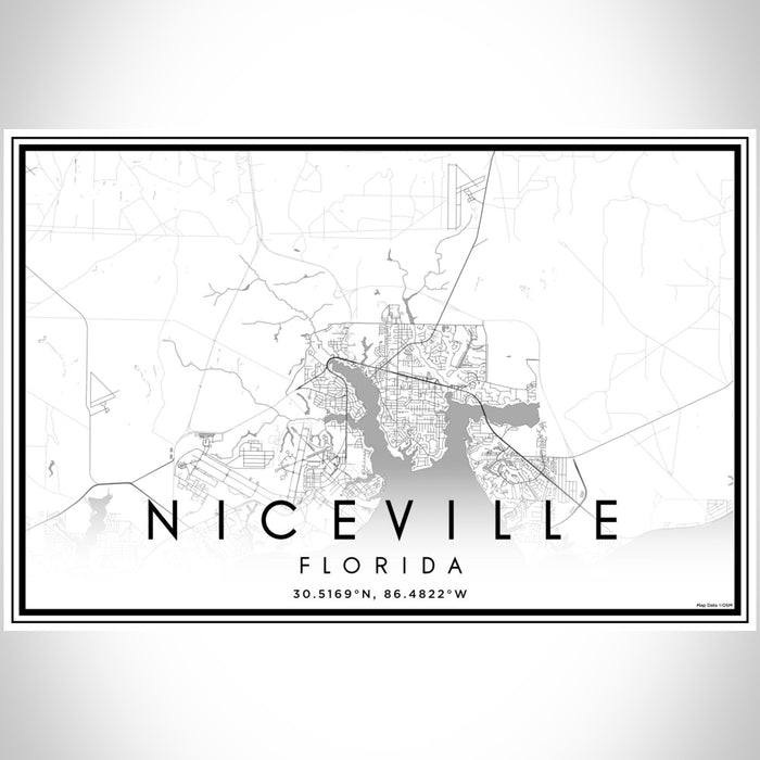 Niceville Florida Map Print Landscape Orientation in Classic Style With Shaded Background