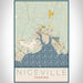 Niceville Florida Map Print Portrait Orientation in Woodblock Style With Shaded Background