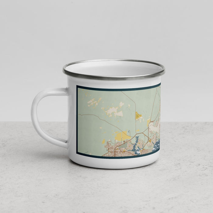 Left View Custom Niceville Florida Map Enamel Mug in Woodblock