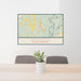 24x36 Nichols South Carolina Map Print Lanscape Orientation in Woodblock Style Behind 2 Chairs Table and Potted Plant