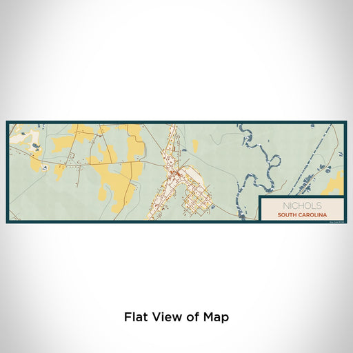Flat View of Map Custom Nichols South Carolina Map Enamel Mug in Woodblock