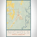 Nichols South Carolina Map Print Portrait Orientation in Woodblock Style With Shaded Background