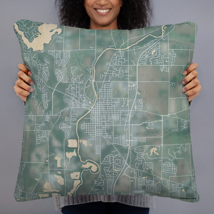 Person holding 22x22 Custom Noblesville Indiana Map Throw Pillow in Afternoon