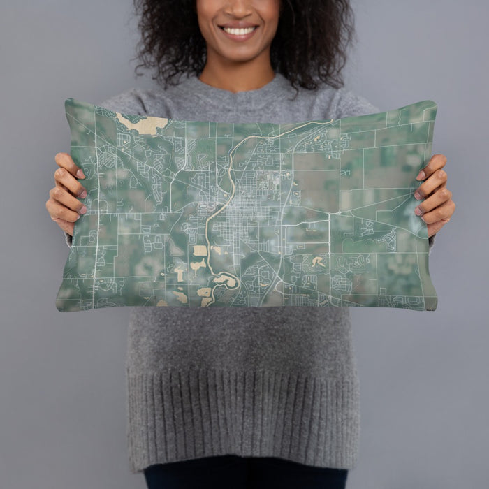 Person holding 20x12 Custom Noblesville Indiana Map Throw Pillow in Afternoon