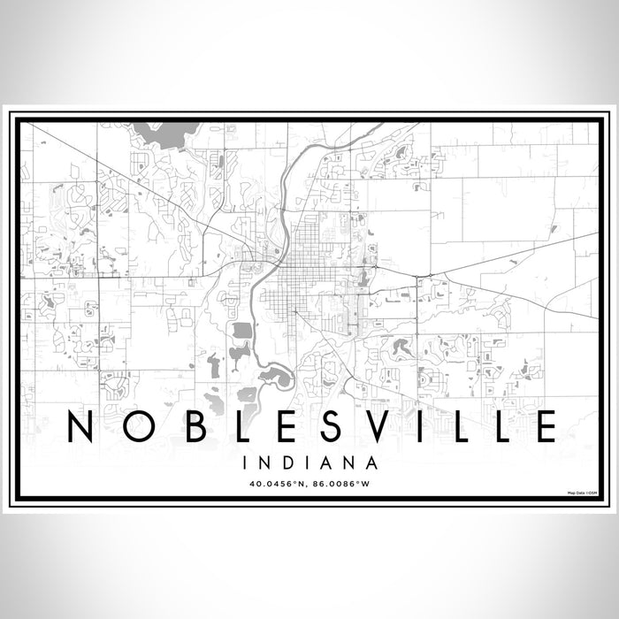 Noblesville Indiana Map Print Landscape Orientation in Classic Style With Shaded Background