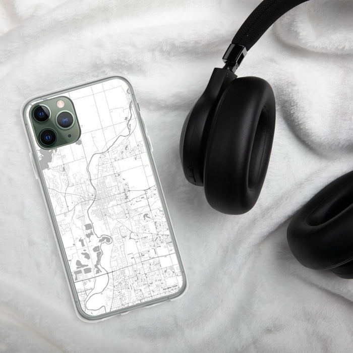Custom Noblesville Indiana Map Phone Case in Classic on Table with Black Headphones