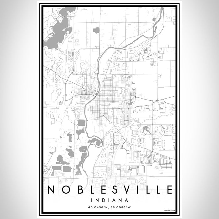 Noblesville Indiana Map Print Portrait Orientation in Classic Style With Shaded Background