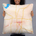 Person holding 22x22 Custom Noblesville Indiana Map Throw Pillow in Watercolor