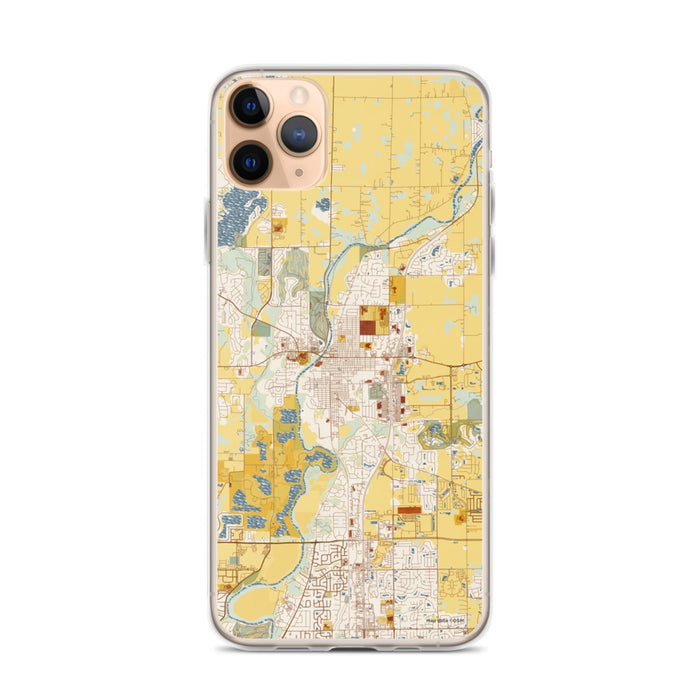 Custom iPhone 11 Pro Max Noblesville Indiana Map Phone Case in Woodblock