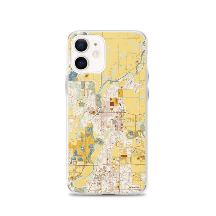 Custom iPhone 12 Noblesville Indiana Map Phone Case in Woodblock