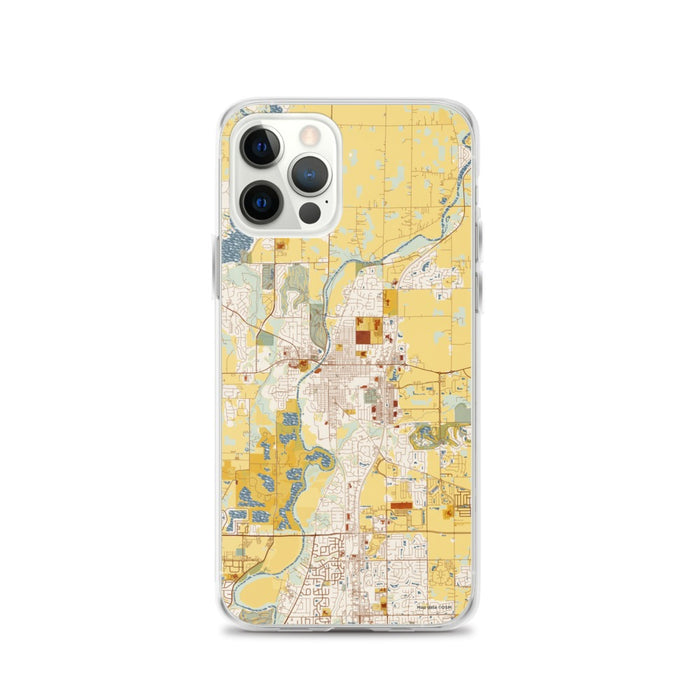 Custom iPhone 12 Pro Noblesville Indiana Map Phone Case in Woodblock