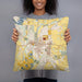 Person holding 18x18 Custom Noblesville Indiana Map Throw Pillow in Woodblock