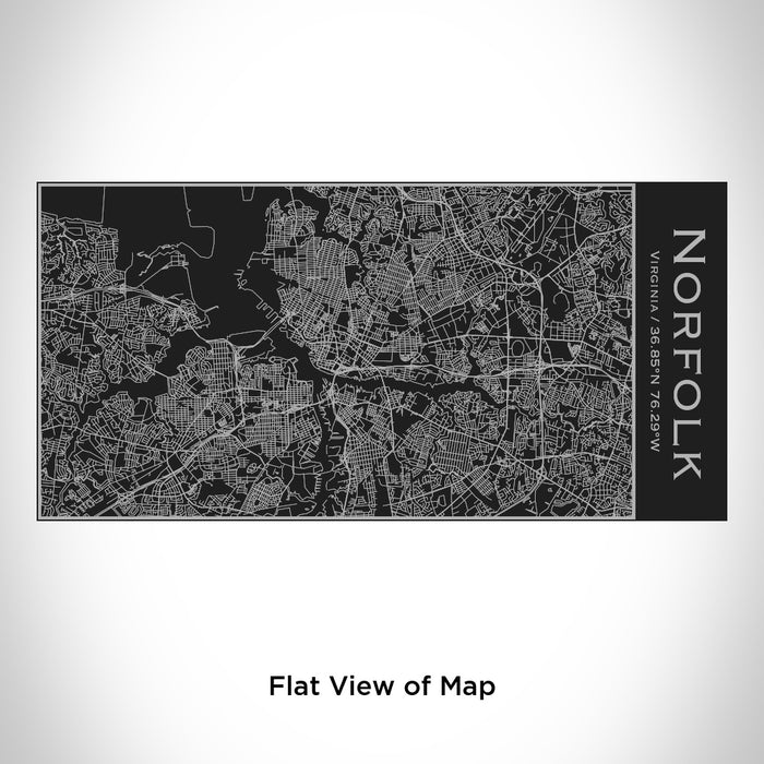 Rendered View of Norfolk Virginia Map Engraving on 17oz Stainless Steel Insulated Cola Bottle in Black