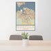 24x36 Norfolk Virginia Map Print Portrait Orientation in Woodblock Style Behind 2 Chairs Table and Potted Plant