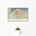 12x18 Norfolk Virginia Map Print Landscape Orientation in Woodblock Style With Small Cactus Plant in White Planter