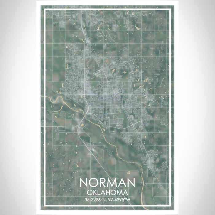 Norman Oklahoma Map Print Portrait Orientation in Afternoon Style With Shaded Background