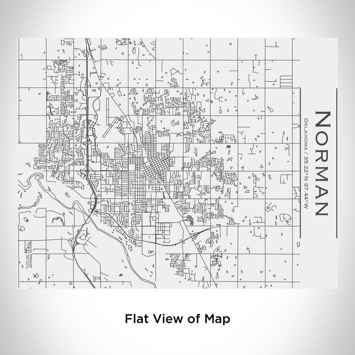 Rendered View of Norman Oklahoma Map Engraving on 20oz Stainless Steel Insulated Bottle with Bamboo Top in White