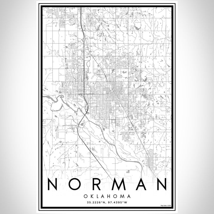 Norman Oklahoma Map Print Portrait Orientation in Classic Style With Shaded Background