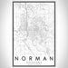 Norman Oklahoma Map Print Portrait Orientation in Classic Style With Shaded Background