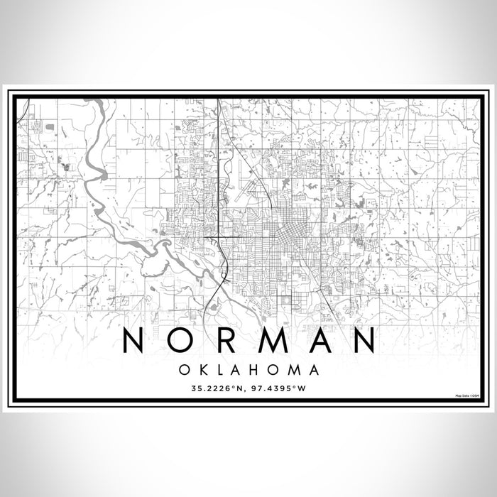 Norman Oklahoma Map Print Landscape Orientation in Classic Style With Shaded Background
