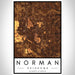 Norman Oklahoma Map Print Portrait Orientation in Ember Style With Shaded Background