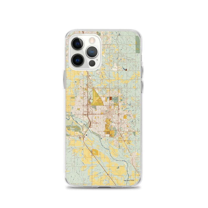 Custom Norman Oklahoma Map iPhone 12 Pro Phone Case in Woodblock