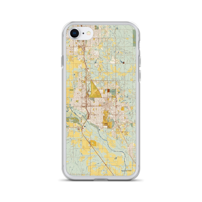 Custom Norman Oklahoma Map iPhone SE Phone Case in Woodblock