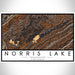 Norris Lake Tennessee Map Print Landscape Orientation in Ember Style With Shaded Background