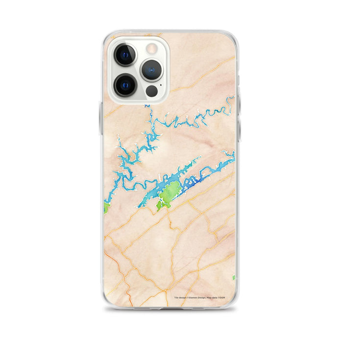 Custom Norris Lake Tennessee Map iPhone 12 Pro Max Phone Case in Watercolor
