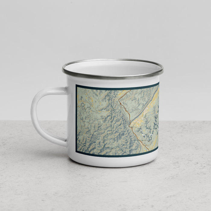 Left View Custom Norris Lake Tennessee Map Enamel Mug in Woodblock