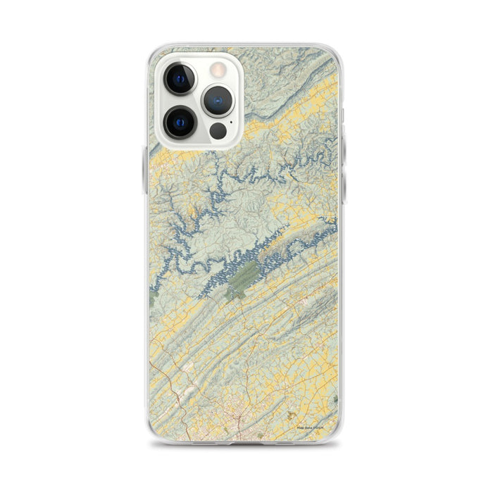 Custom Norris Lake Tennessee Map iPhone 12 Pro Max Phone Case in Woodblock