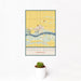 12x18 North Bend Nebraska Map Print Portrait Orientation in Woodblock Style With Small Cactus Plant in White Planter
