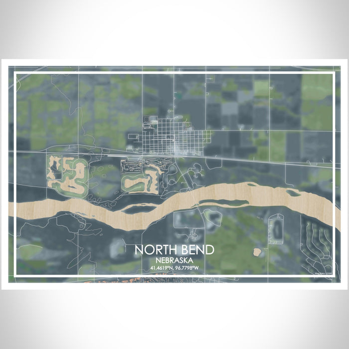 North Bend Nebraska Map Print Landscape Orientation in Afternoon Style With Shaded Background