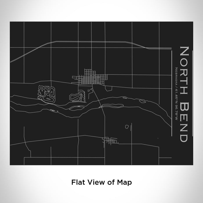 Rendered View of North Bend Nebraska Map Engraving on 20oz Stainless Steel Insulated Bottle with Bamboo Top in Black