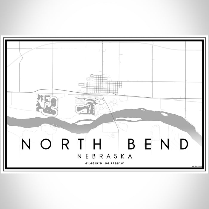 North Bend Nebraska Map Print Landscape Orientation in Classic Style With Shaded Background