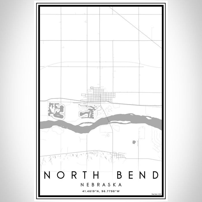 North Bend Nebraska Map Print Portrait Orientation in Classic Style With Shaded Background