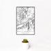 12x18 North Bonneville Washington Map Print Portrait Orientation in Classic Style With Small Cactus Plant in White Planter
