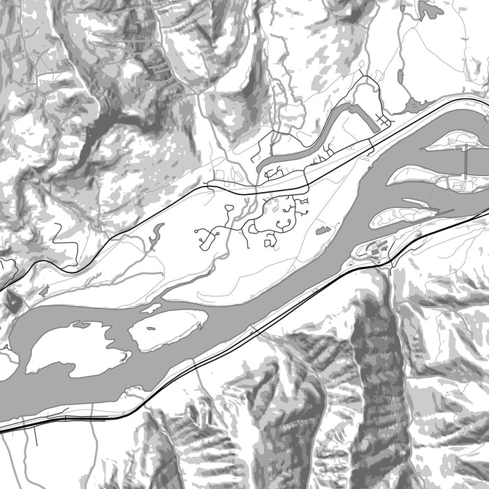 North Bonneville Washington Map Print in Classic Style Zoomed In Close Up Showing Details