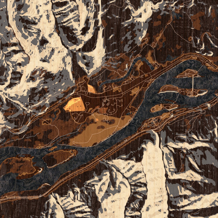 North Bonneville Washington Map Print in Ember Style Zoomed In Close Up Showing Details