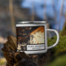 Right View Custom North Bonneville Washington Map Enamel Mug in Ember on Grass With Trees in Background