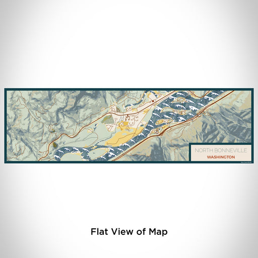 Flat View of Map Custom North Bonneville Washington Map Enamel Mug in Woodblock