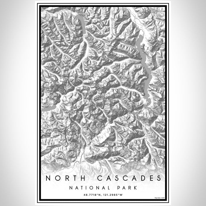 North Cascades National Park Map Print Portrait Orientation in Classic Style With Shaded Background