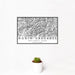 12x18 North Cascades National Park Map Print Landscape Orientation in Classic Style With Small Cactus Plant in White Planter