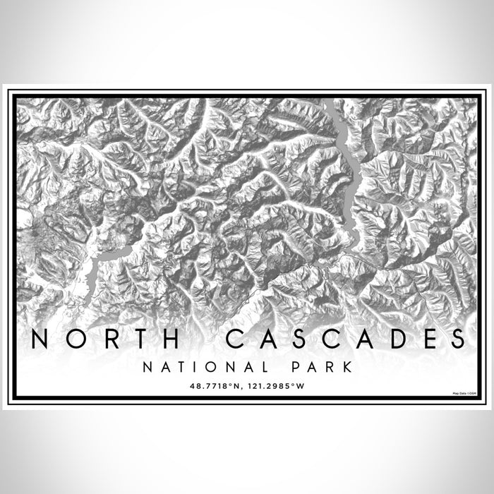 North Cascades National Park Map Print Landscape Orientation in Classic Style With Shaded Background