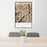 24x36 North Cascades National Park Map Print Portrait Orientation in Ember Style Behind 2 Chairs Table and Potted Plant