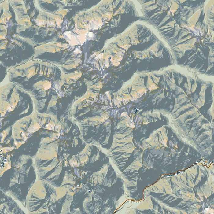 North Cascades National Park Map Print in Woodblock Style Zoomed In Close Up Showing Details