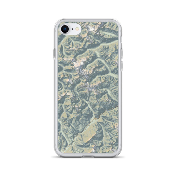 Custom North Cascades National Park Map iPhone SE Phone Case in Woodblock