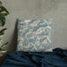 Custom North Cascades National Park Map Throw Pillow in Woodblock on Bedding Against Wall