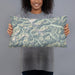 Person holding 20x12 Custom North Cascades National Park Map Throw Pillow in Woodblock