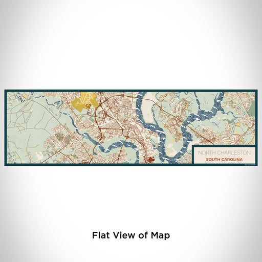 Flat View of Map Custom North Charleston South Carolina Map Enamel Mug in Woodblock